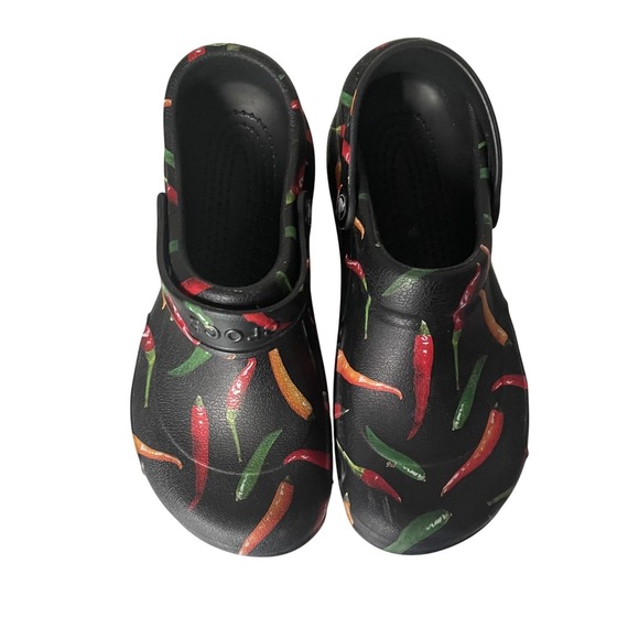 Crocs Bistro Clog Men 8 Hot Chili Pepper Black Slip On Shoe Slip Resistant Strap - Picture 2 of 10
